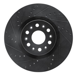 Buick Enclave Brake Rotor (1) - Front Left - R1 Concepts - Drilled & Slotted - Black - `17-`25